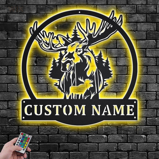 Deer Or Moose Hunting LED Metal Sign