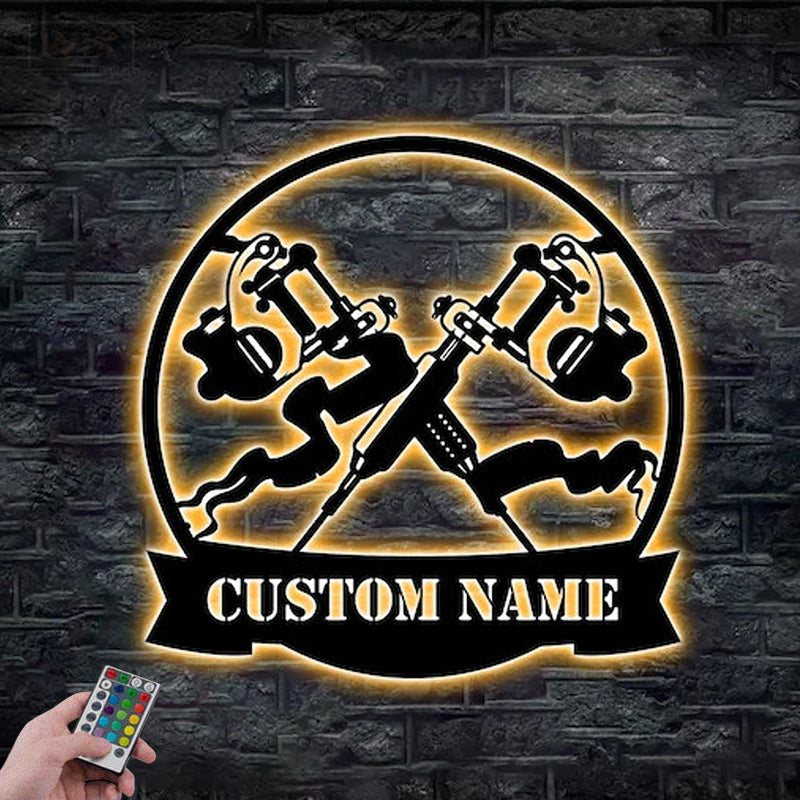 Tattoo Shop LED Metal Sign - Wix Decor