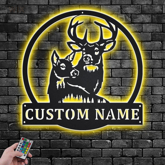Deer Or Moose Hunting LED Metal Sign - Wix Decor