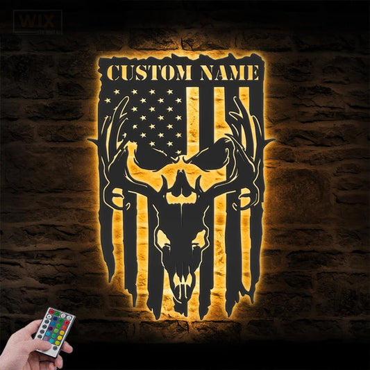 Deer Or Moose Hunting LED Metal Sign - Wix Decor