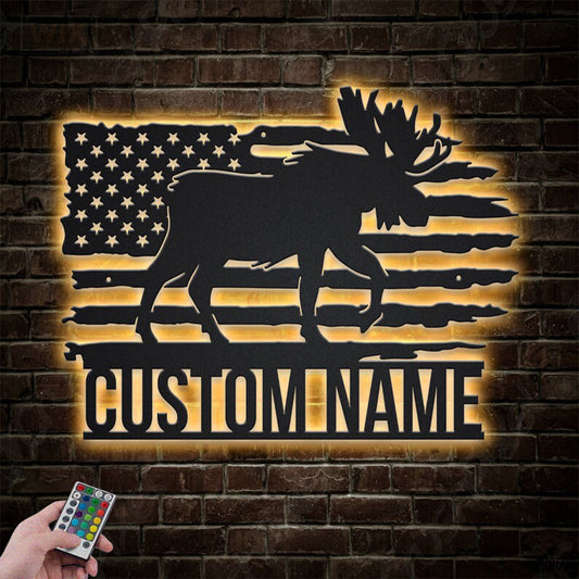 Deer Or Moose Hunting LED Metal Sign - Wix Decor