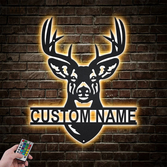 Deer Or Moose Hunting LED Metal Sign - Wix Decor
