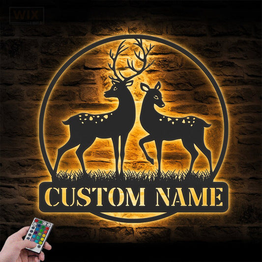 Deer Or Moose Hunting LED Metal Sign - Wix Decor