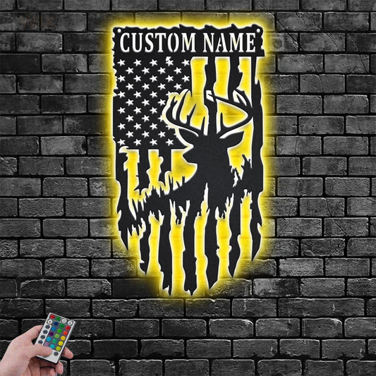 Deer Or Moose Hunting LED Metal Sign - Wix Decor
