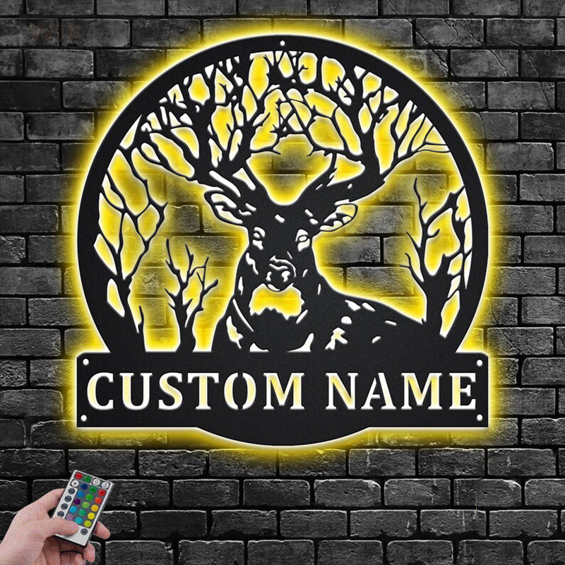 Deer Or Moose Hunting LED Metal Sign - Wix Decor