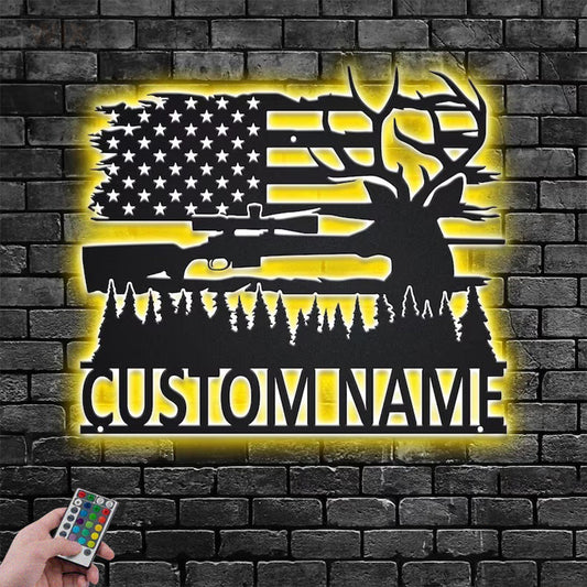Deer Or Moose Hunting LED Metal Sign - Wix Decor