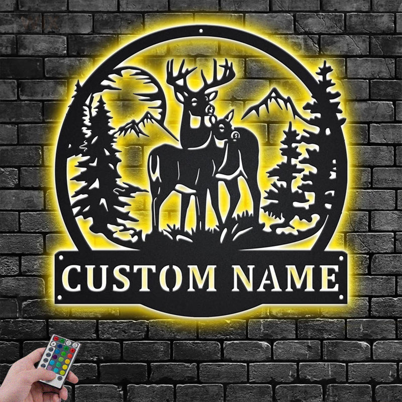 Deer Or Moose Hunting LED Metal Sign - Wix Decor