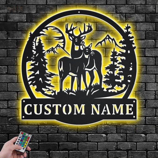 Deer Or Moose Hunting LED Metal Sign - Wix Decor