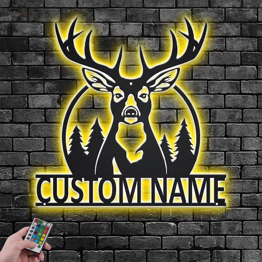 Deer Or Moose Hunting LED Metal Sign - Wix Decor