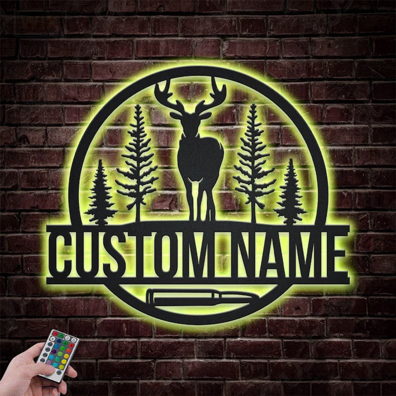 Deer Or Moose Hunting LED Metal Sign - Wix Decor
