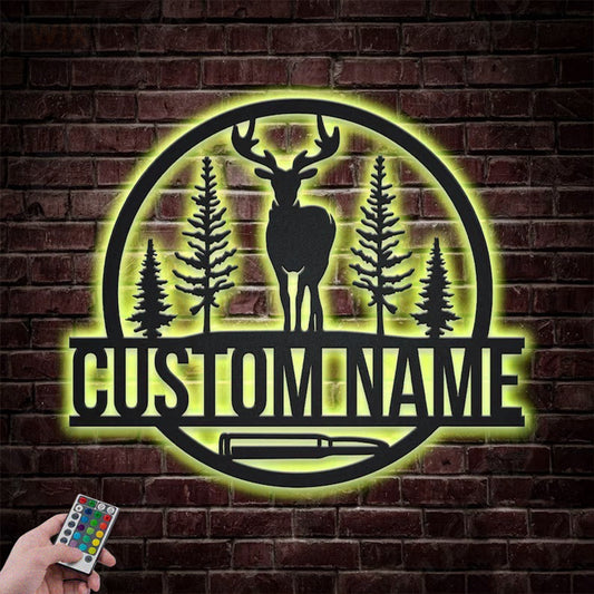Deer Or Moose Hunting LED Metal Sign - Wix Decor
