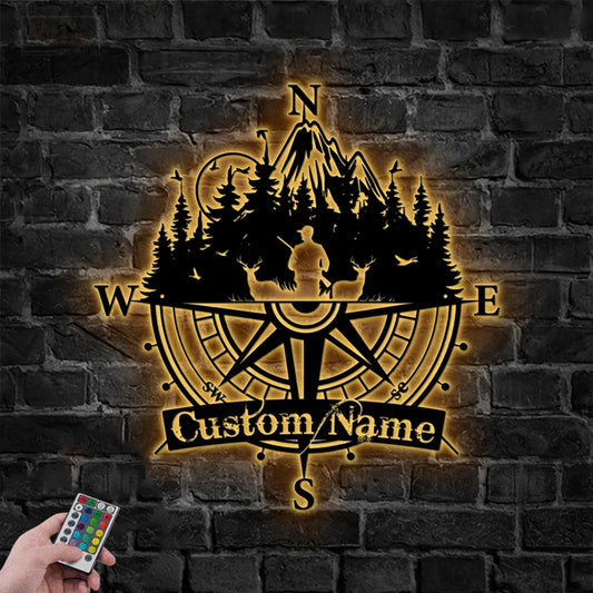 Deer Or Moose Hunting LED Metal Sign - Wix Decor