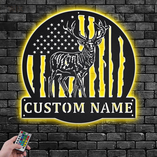 Deer Or Moose Hunting LED Metal Sign - Wix Decor