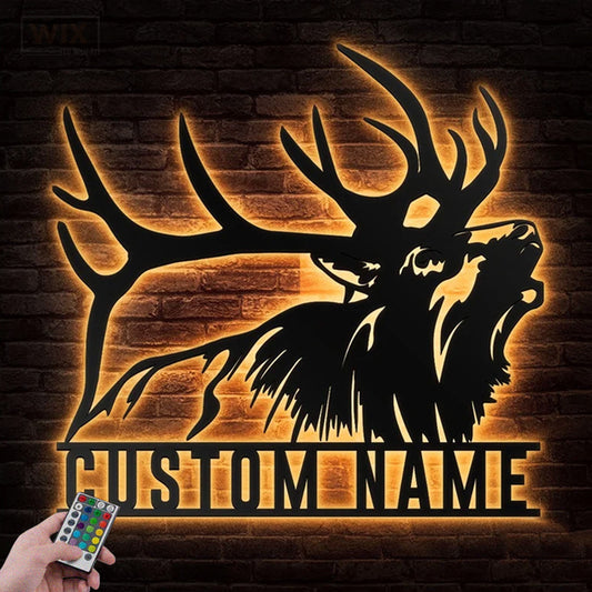 Deer Or Moose Hunting LED Metal Sign - Wix Decor
