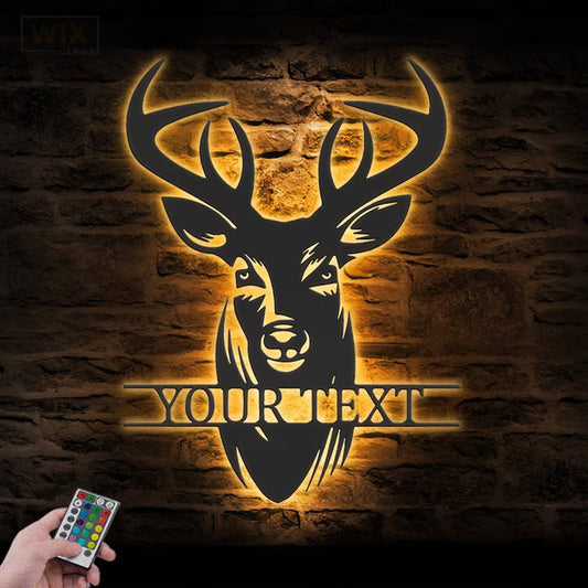 Deer Or Moose Hunting LED Metal Sign - Wix Decor