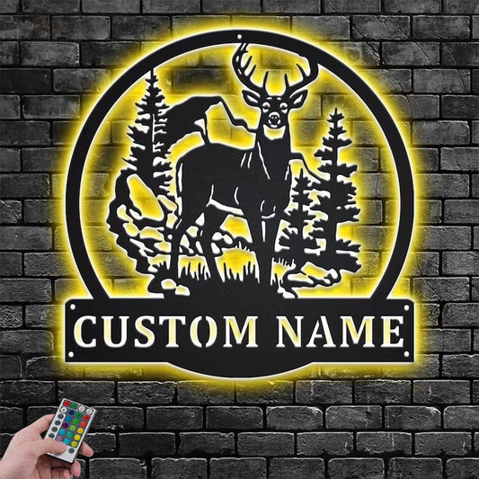 Deer Or Moose Hunting LED Metal Sign - Wix Decor