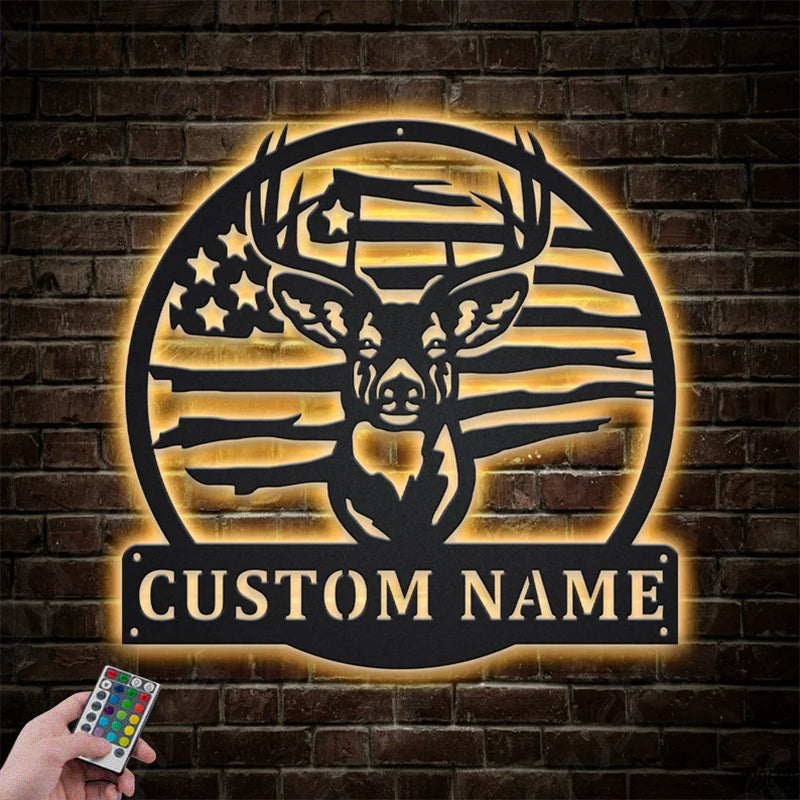 Deer Or Moose Hunting LED Metal Sign - Wix Decor