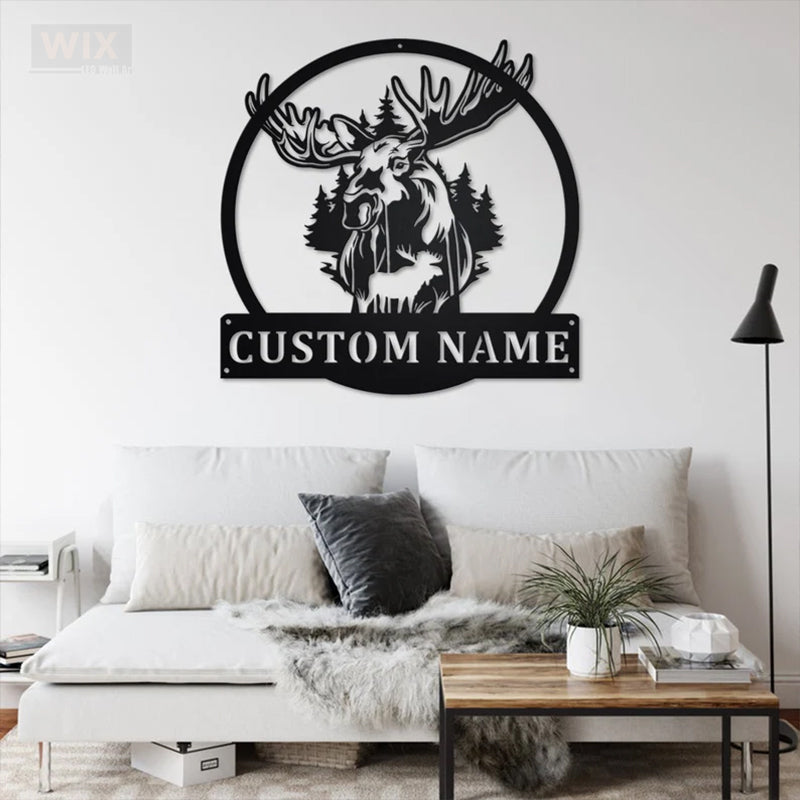 Deer Or Moose Hunting LED Metal Sign - Wix Decor