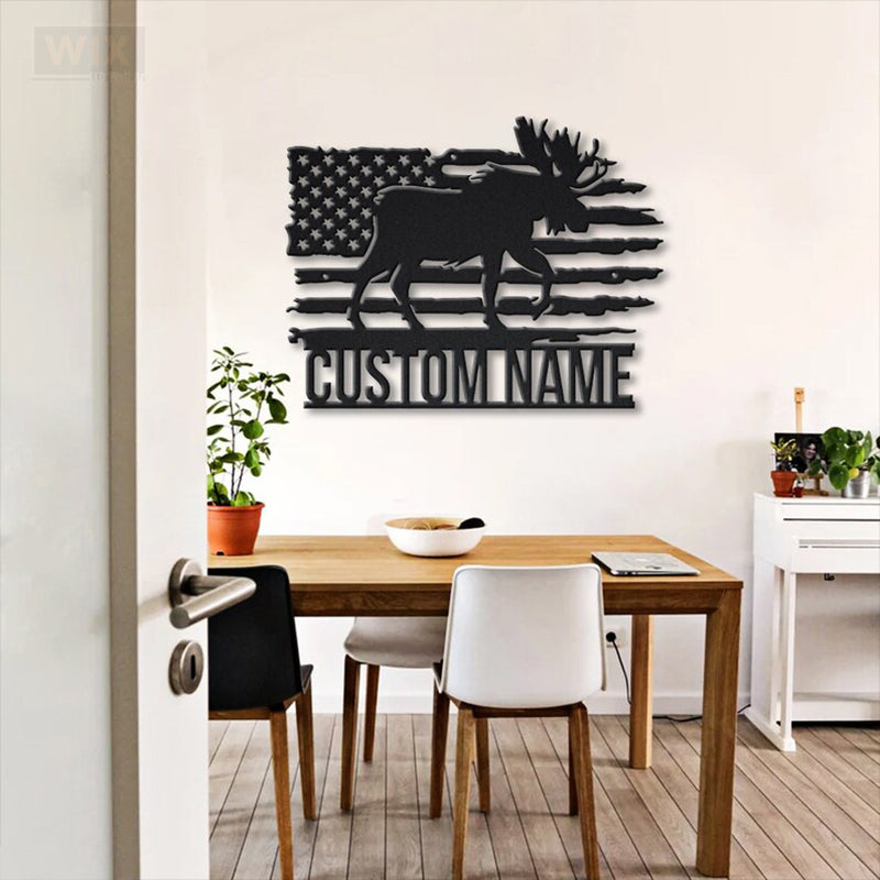 Deer Or Moose Hunting LED Metal Sign - Wix Decor