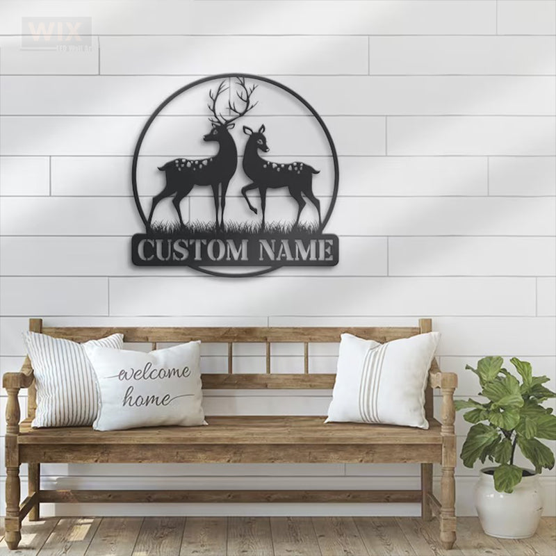 Deer Or Moose Hunting LED Metal Sign - Wix Decor