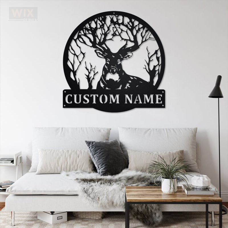 Deer Or Moose Hunting LED Metal Sign - Wix Decor