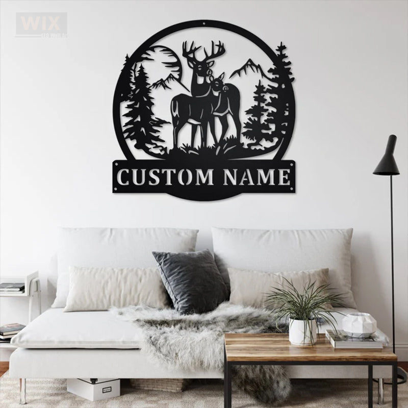 Deer Or Moose Hunting LED Metal Sign - Wix Decor