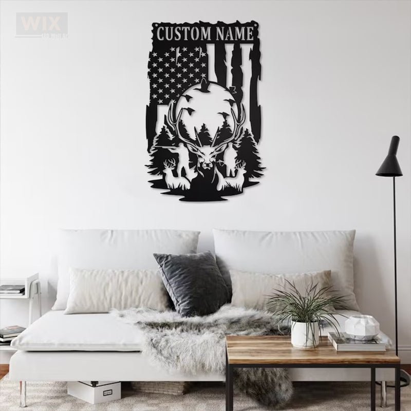 Deer Or Moose Hunting LED Metal Sign - Wix Decor