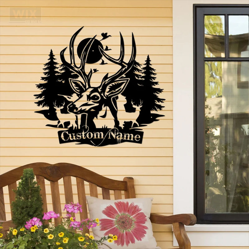 Deer Or Moose Hunting LED Metal Sign - Wix Decor