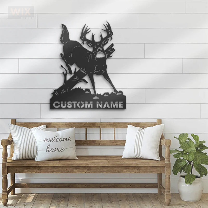 Deer Or Moose Hunting LED Metal Sign - Wix Decor