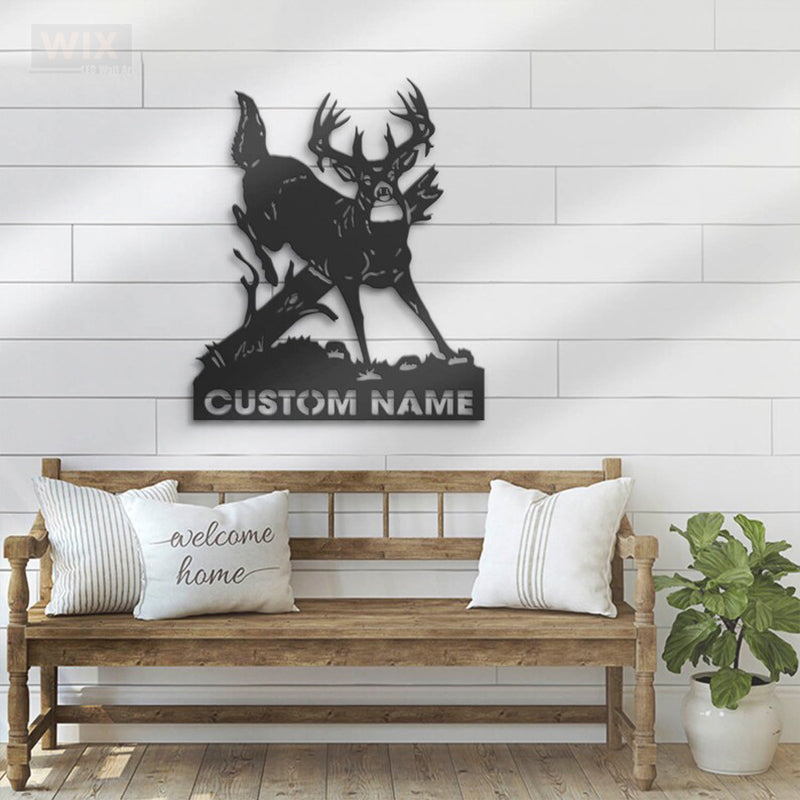 Deer Or Moose Hunting LED Metal Sign - Wix Decor
