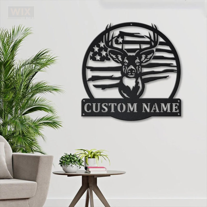 Deer Or Moose Hunting LED Metal Sign - Wix Decor