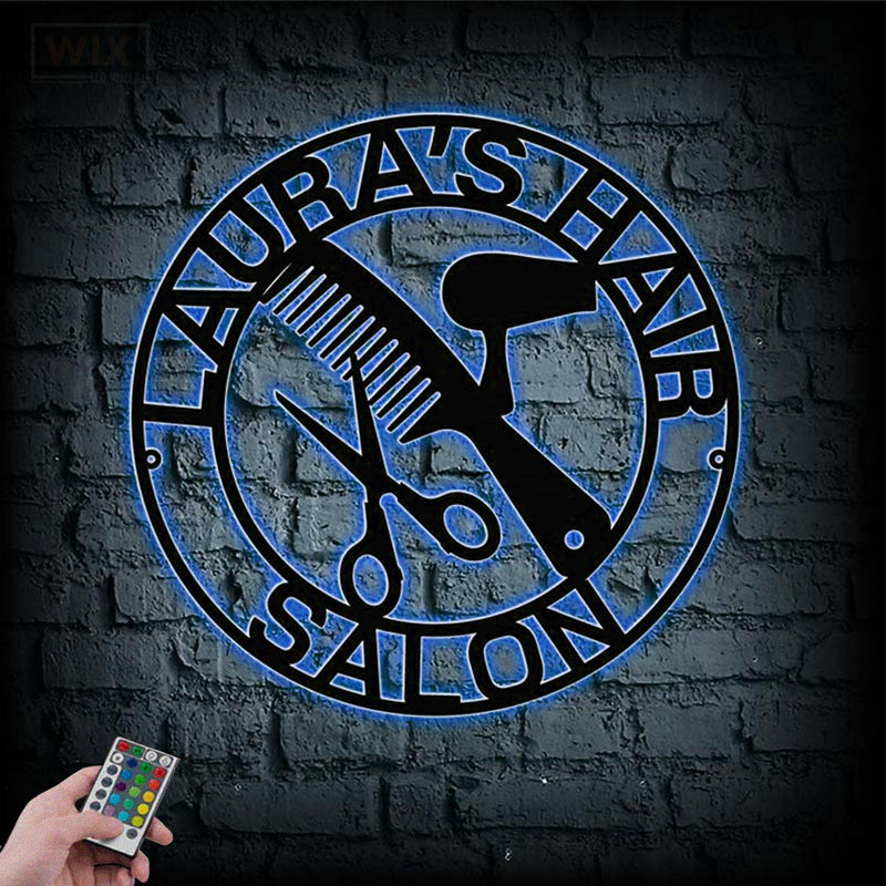 Barber & Salon Led Metal Sign - Wix Decor