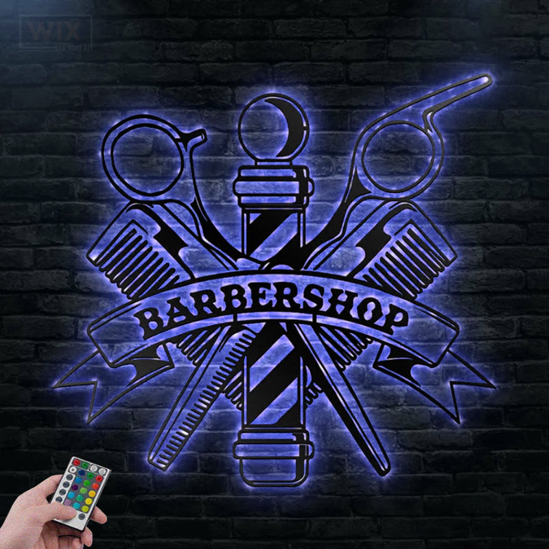Barber & Salon Led Metal Sign - Wix Decor