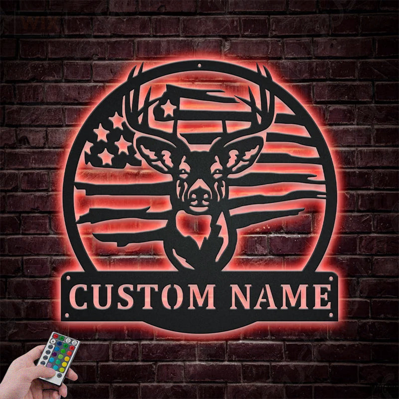 Deer Or Moose Hunting LED Metal Sign - Wix Decor