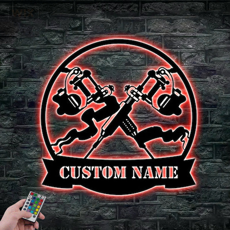 Tattoo Shop LED Metal Sign - Wix Decor