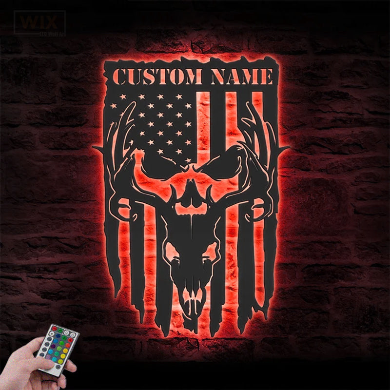Deer Or Moose Hunting LED Metal Sign - Wix Decor
