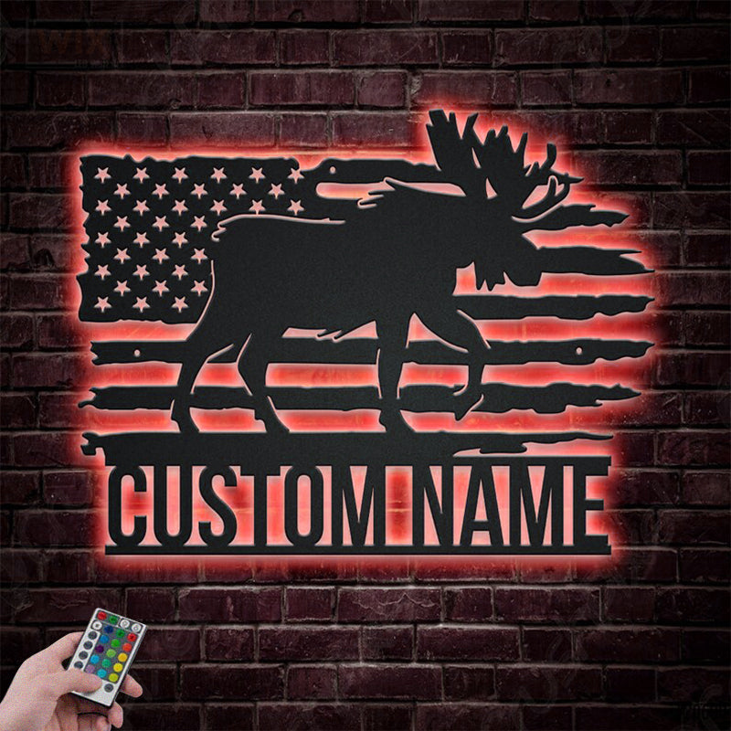 Deer Or Moose Hunting LED Metal Sign - Wix Decor