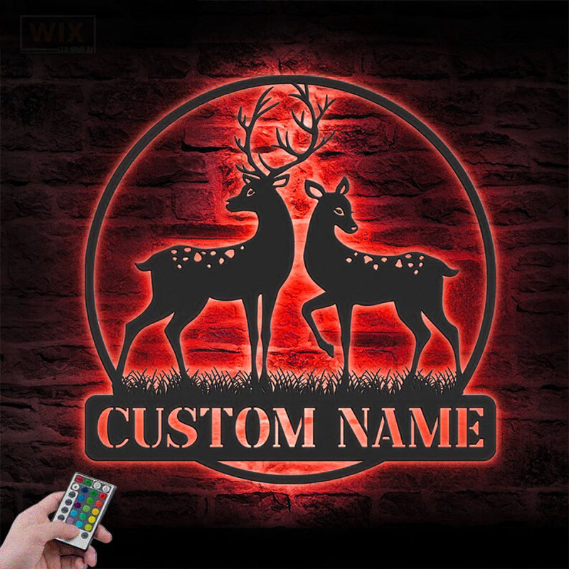 Deer Or Moose Hunting LED Metal Sign - Wix Decor