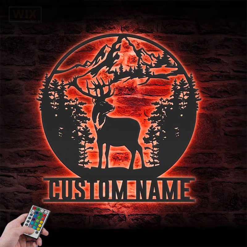 Deer Or Moose Hunting LED Metal Sign - Wix Decor