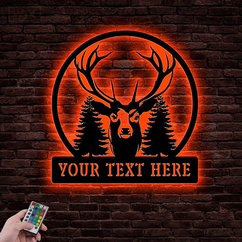 Deer Or Moose Hunting LED Metal Sign - Wix Decor