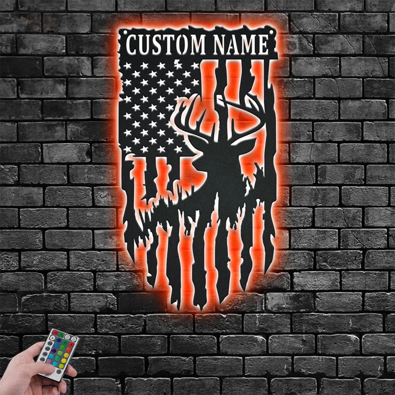 Deer Or Moose Hunting LED Metal Sign - Wix Decor