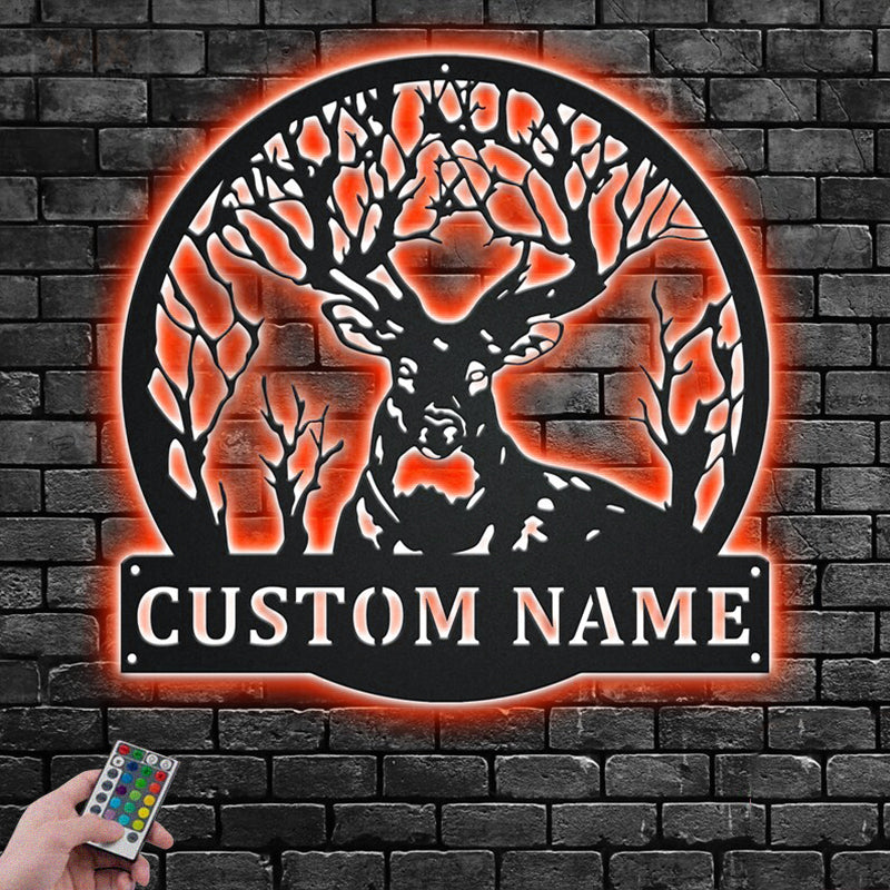 Deer Or Moose Hunting LED Metal Sign - Wix Decor