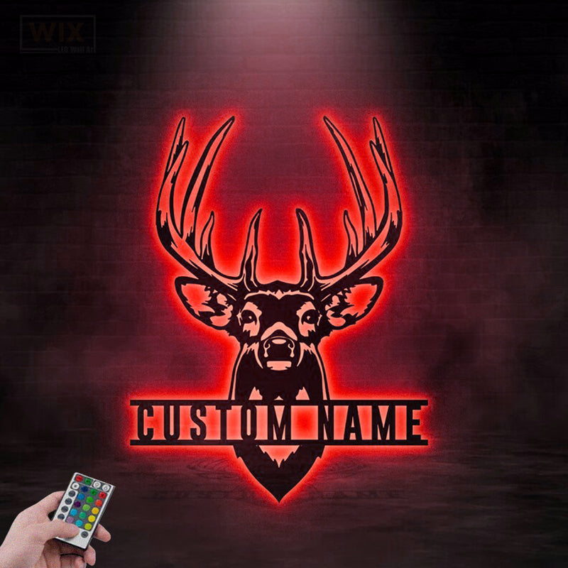Deer Or Moose Hunting LED Metal Sign - Wix Decor