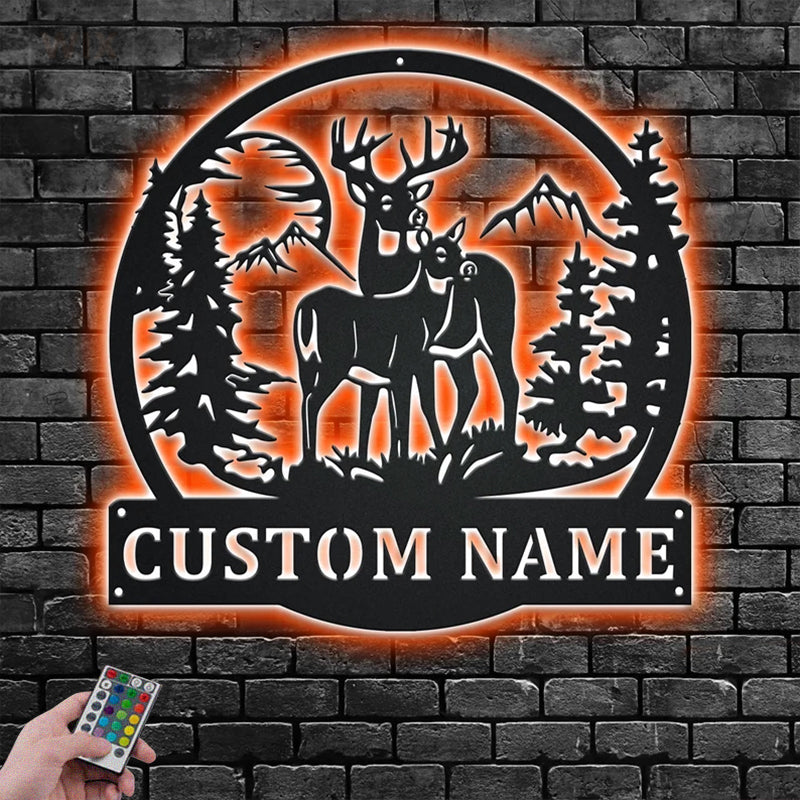 Deer Or Moose Hunting LED Metal Sign - Wix Decor