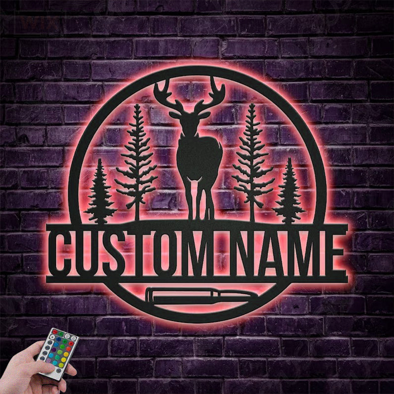 Deer Or Moose Hunting LED Metal Sign - Wix Decor