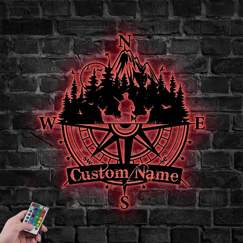 Deer Or Moose Hunting LED Metal Sign - Wix Decor