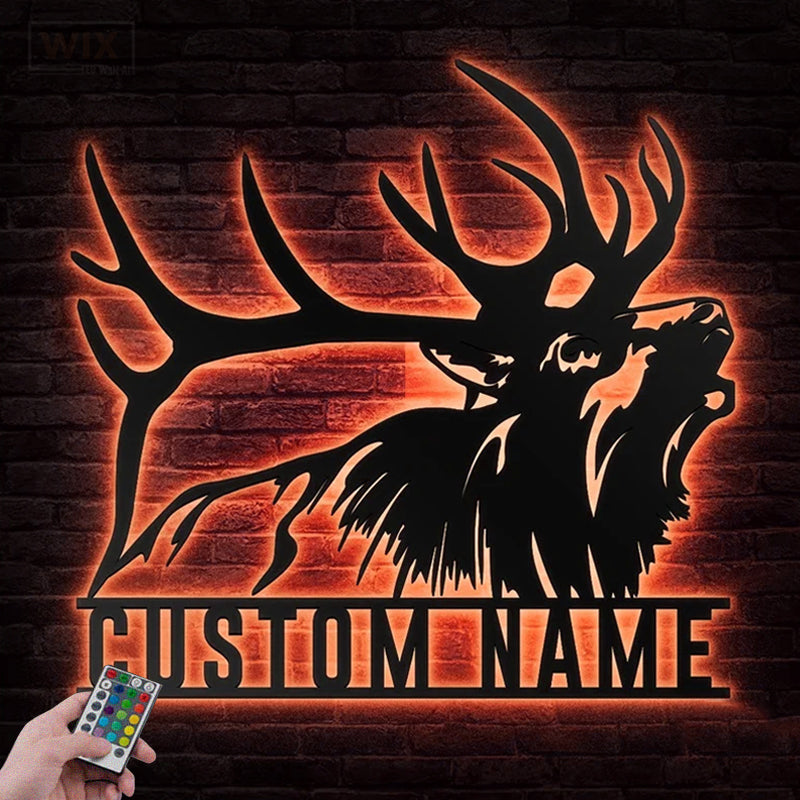 Deer Or Moose Hunting LED Metal Sign - Wix Decor