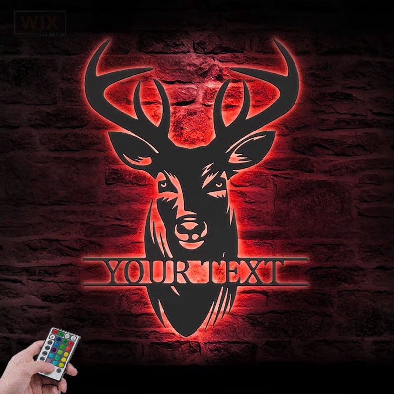 Deer Or Moose Hunting LED Metal Sign - Wix Decor