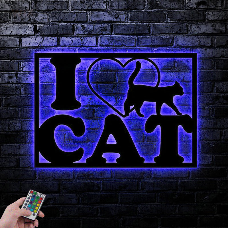 Cat Led Metal Sign - Wix Decor