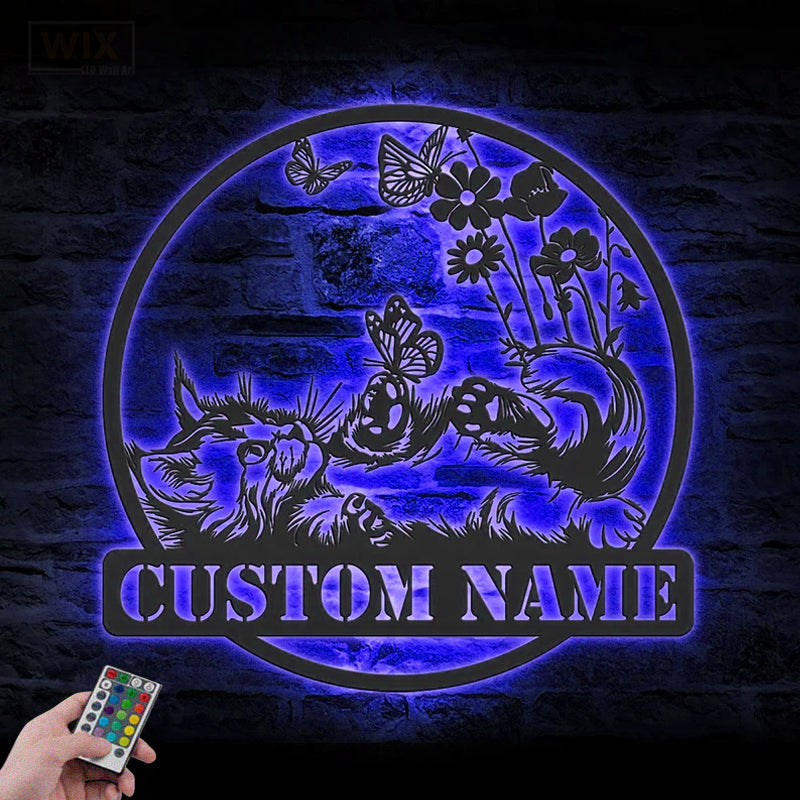 Cat Led Metal Sign - Wix Decor
